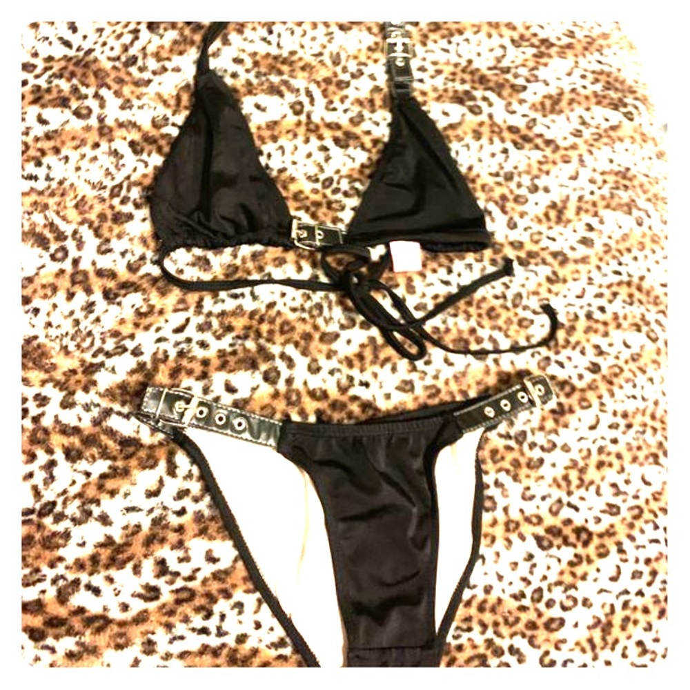 Black &buvkles two piece bathing suit